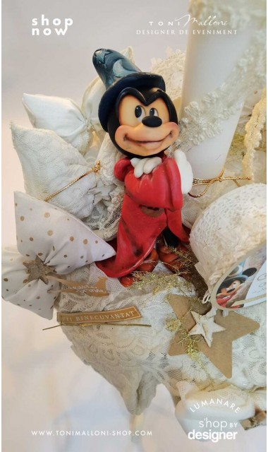 Lumanare botez Mickey Mouse Wizard creata cu o figurina special creata manual unicat 4